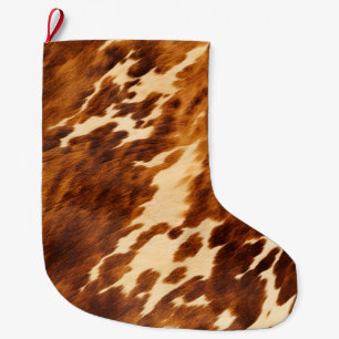 Brown Cowhide Large Christmas Stocking