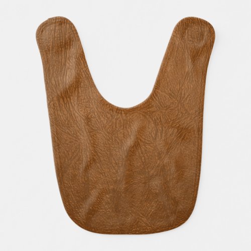 Brown Cowhide Leather Texture Look Baby Bib