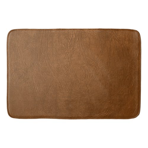Brown Cowhide Leather Texture Look Bath Mat