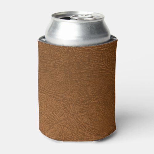 Brown Cowhide Leather Texture Look Can Cooler