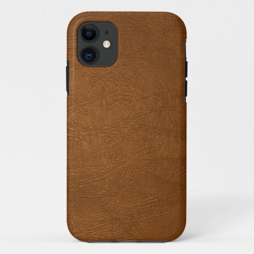 Brown Cowhide Leather Texture Look iPhone 11 Case