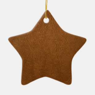 Brown Cowhide Leather Texture Look Ceramic Ornament