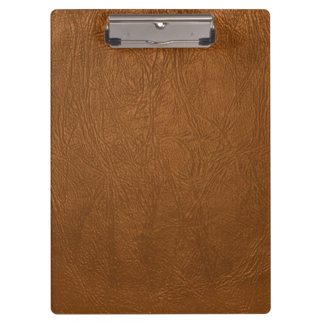 Brown Cowhide Leather Texture Look Clipboard (Front)