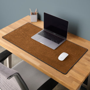 Brown Cowhide Leather Texture Look Desk Mat