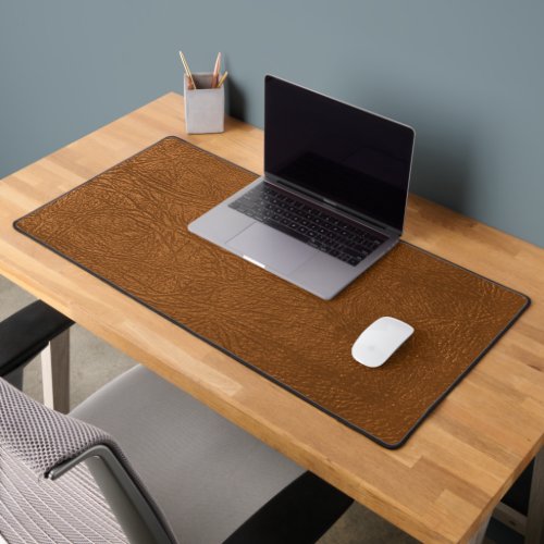 Brown Cowhide Leather Texture Look Desk Mat