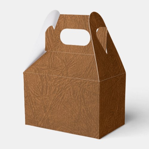 Brown Cowhide Leather Texture Look Favor Boxes