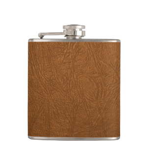 Brown Cowhide Leather Texture Look Flask