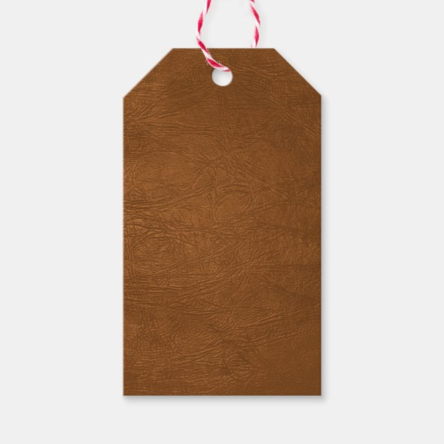 Brown Cowhide Leather Texture Look Gift Tags (Front)
