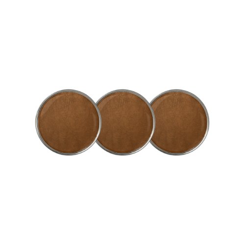 Brown Cowhide Leather Texture Look Golf Ball Marker
