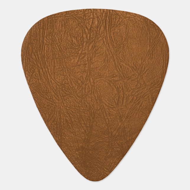 Brown Cowhide Leather Texture Look Guitar Pick (Front)