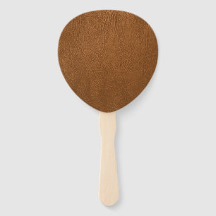 Brown Cowhide Leather Texture Look Hand Fan