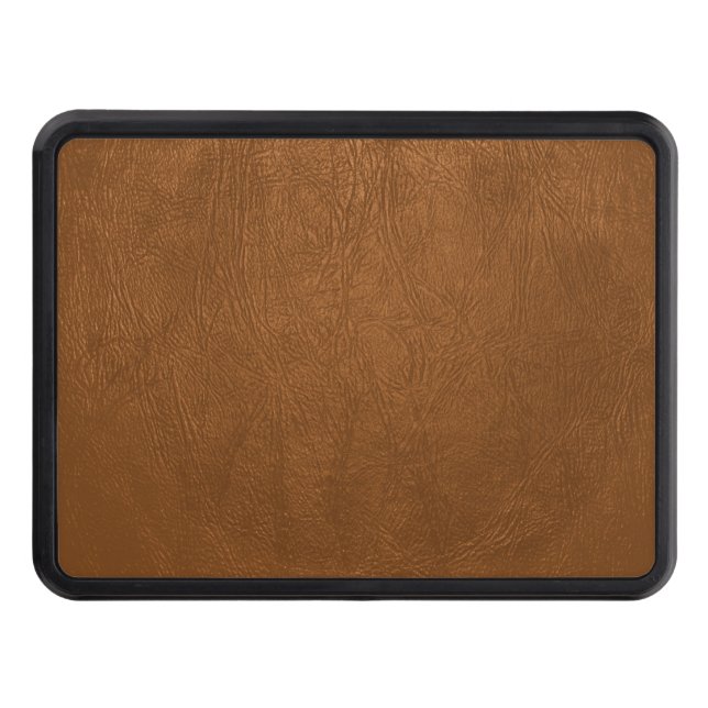 Brown Cowhide Leather Texture Look Hitch Cover (Front)
