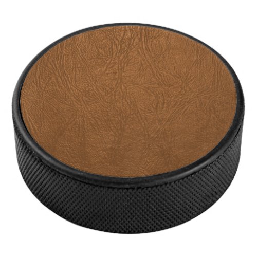 Brown Cowhide Leather Texture Look  Hockey Puck