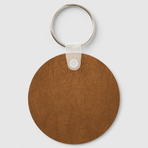 Brown Cowhide Leather Texture Look Keychain