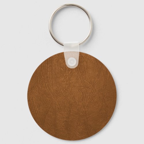 Brown Cowhide Leather Texture Look Keychain