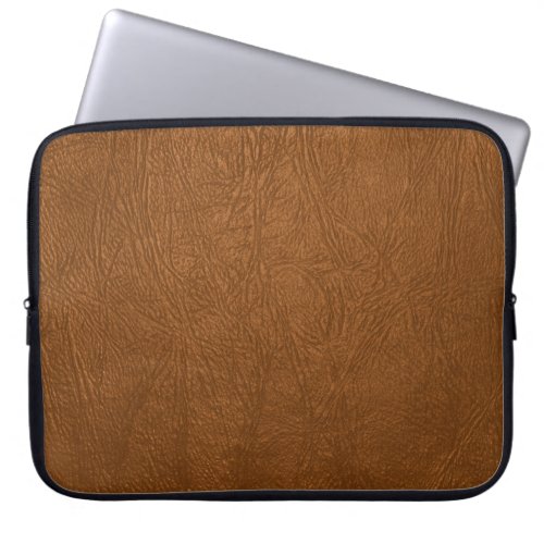 Brown Cowhide Leather Texture Look Laptop Sleeve