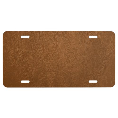 Brown Cowhide Leather Texture Look License Plate