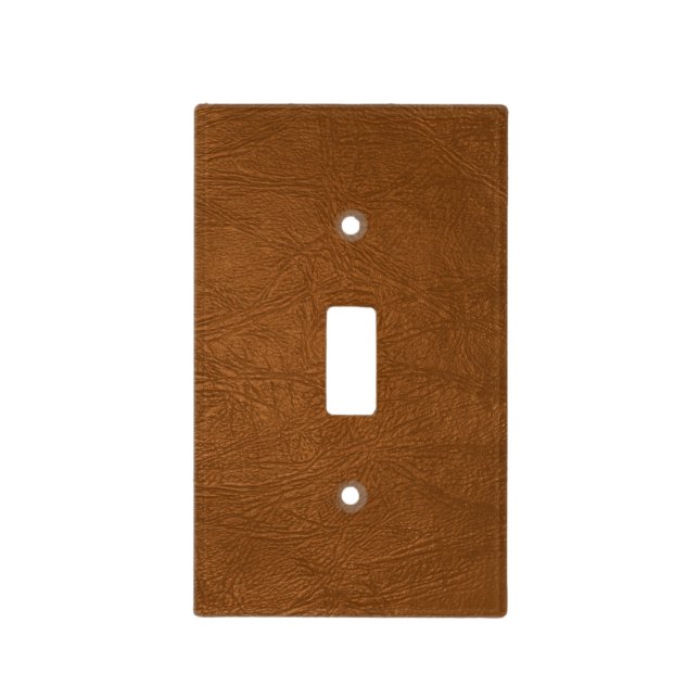 Brown Cowhide Leather Texture Look Light Switch Cover (Front)