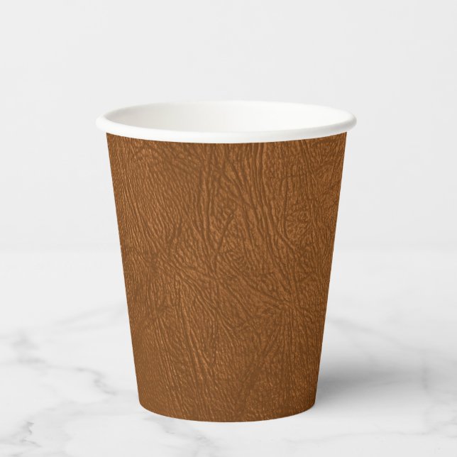 Brown Cowhide Leather Texture Look Paper Cups (Front)
