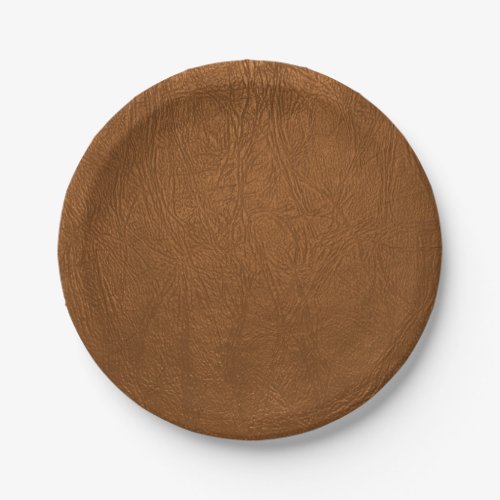 Brown Cowhide Leather Texture Look Paper Plates