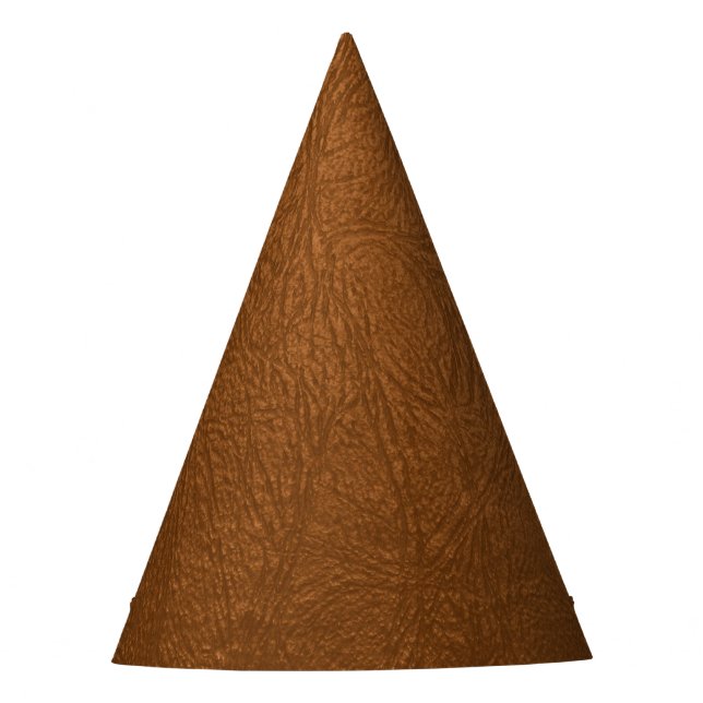 Brown Cowhide Leather Texture Look Party Hat (Front)