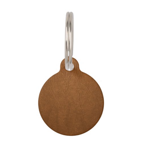 Brown Cowhide Leather Texture Look Pet ID Tag