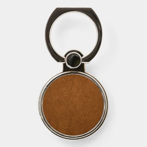 Brown Cowhide Leather Texture Look Phone Ring Stand