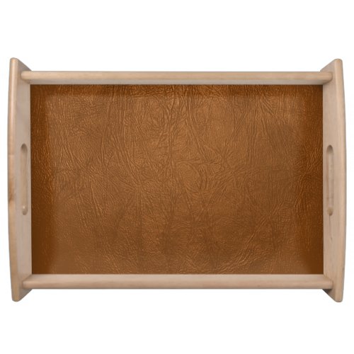 Brown Cowhide Leather Texture Look Serving Tray