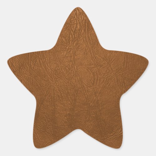 Brown Cowhide Leather Texture Look Star Sticker