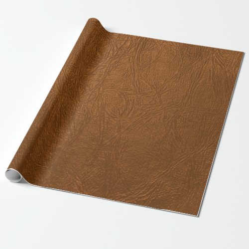 Brown Cowhide Leather Texture Look Wrapping Paper