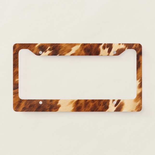 Brown Cowhide License Plate Frame (Front)