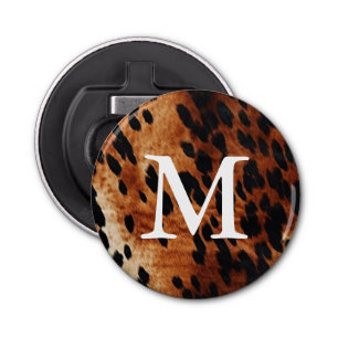 Brown Cowhide Monogram Bottle Opener