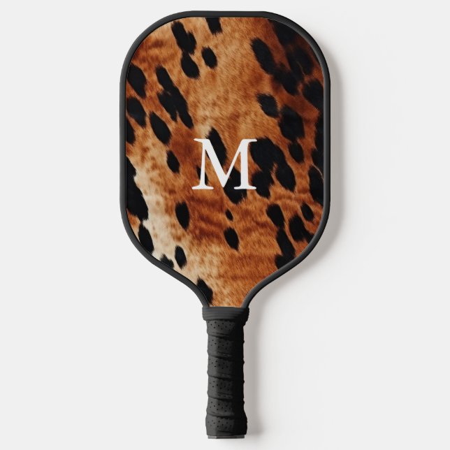 Brown Cowhide Monogram Pickleball Paddle (Front)