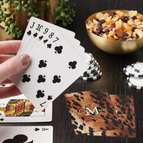 Brown Cowhide Monogram Poker Cards