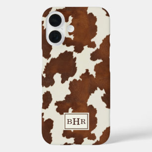 Brown Cowhide Monogrammed iPhone 16 Case