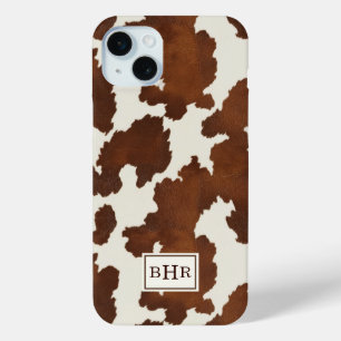 Brown Cowhide Monogrammed iPhone 15 Plus Case