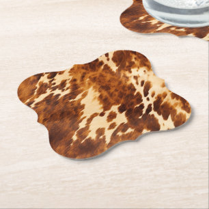 Brown Cowhide Paper Coaster