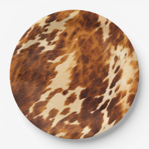 Brown Cowhide Paper Plates