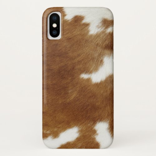 Brown Cowhide Print iPhone X Case