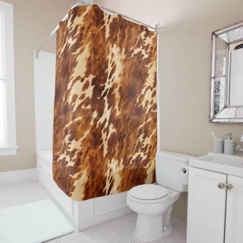 Brown Cowhide Shower Curtain