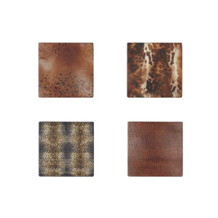 Brown Cowhide Snake Animal Print Stone Magnet