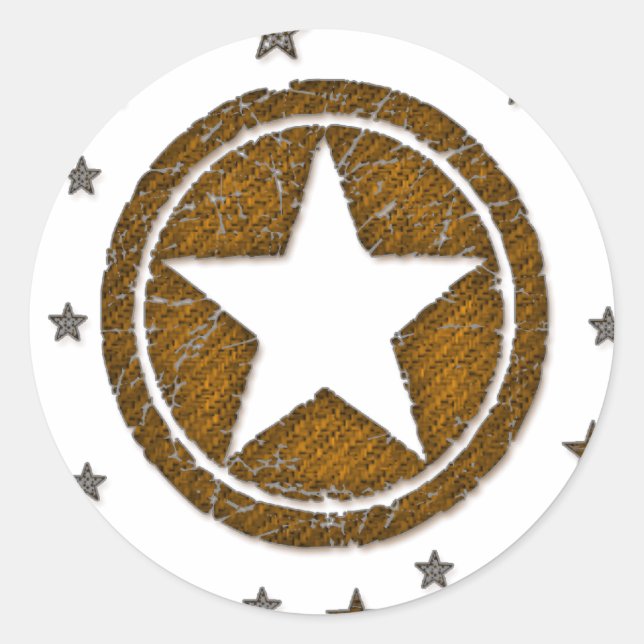 Brown Cracked Western Star Badge Stickers (Front)