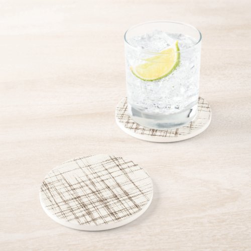 Brown Cream Abstract Stripes Coaster