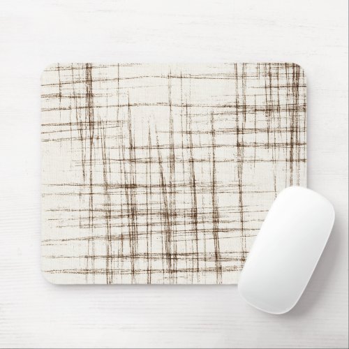 Brown Cream Abstract Stripes Mouse Pad