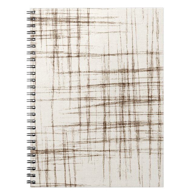 Brown Cream Abstract Stripes Notebook (Front)