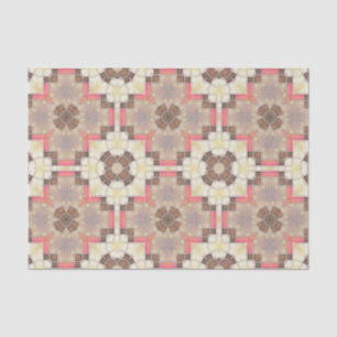 Brown Cream And Pink Geometric Mosaic Pattern Tissue Paper