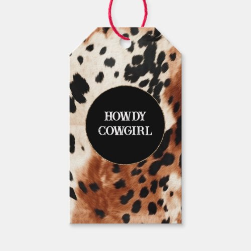 Brown Cream Animal Cowhide Gift Tags