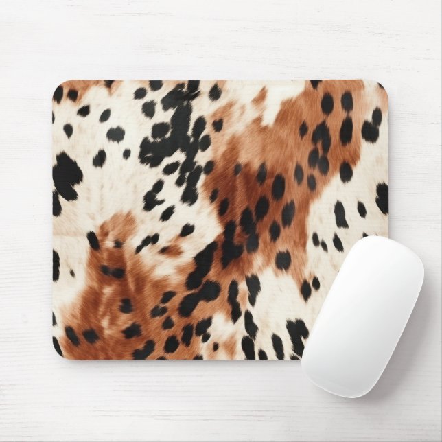 Brown Cream Animal Cowhide Mouse Pad (With Mouse)