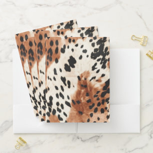 Brown Cream Animal Cowhide Pocket Folder