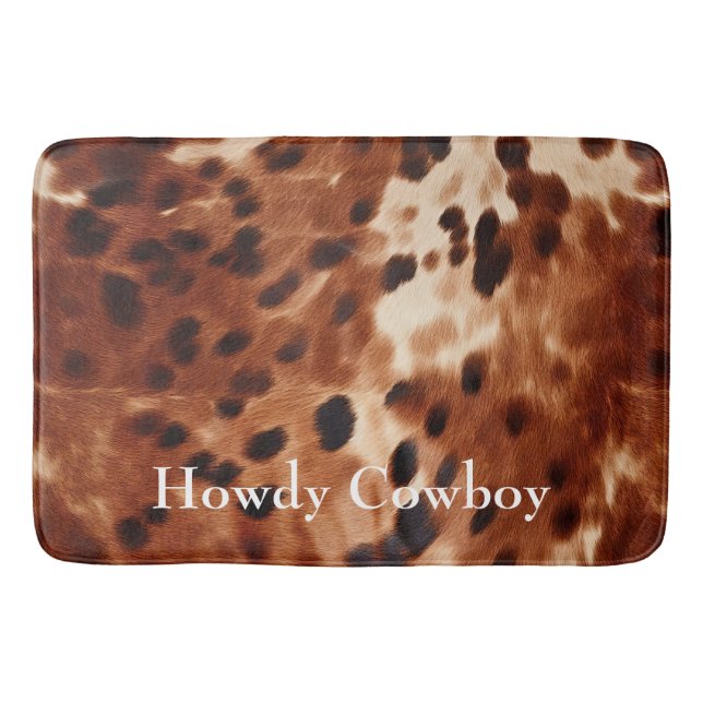 Brown Cream Black Cowhide  Bath Mat (Front)